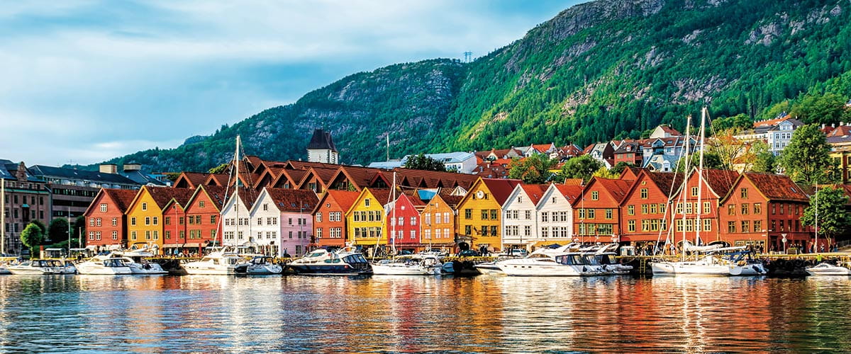 Historic colourful houses in the Bryggen Wharf in Bergen, Norway